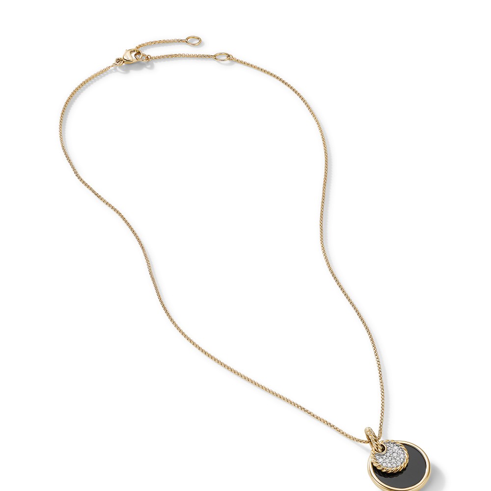 DY Elements Convertible Pendant Necklace in 18K Yellow Gold with Black Onyx and Mother of Pearl and Pave Diamonds