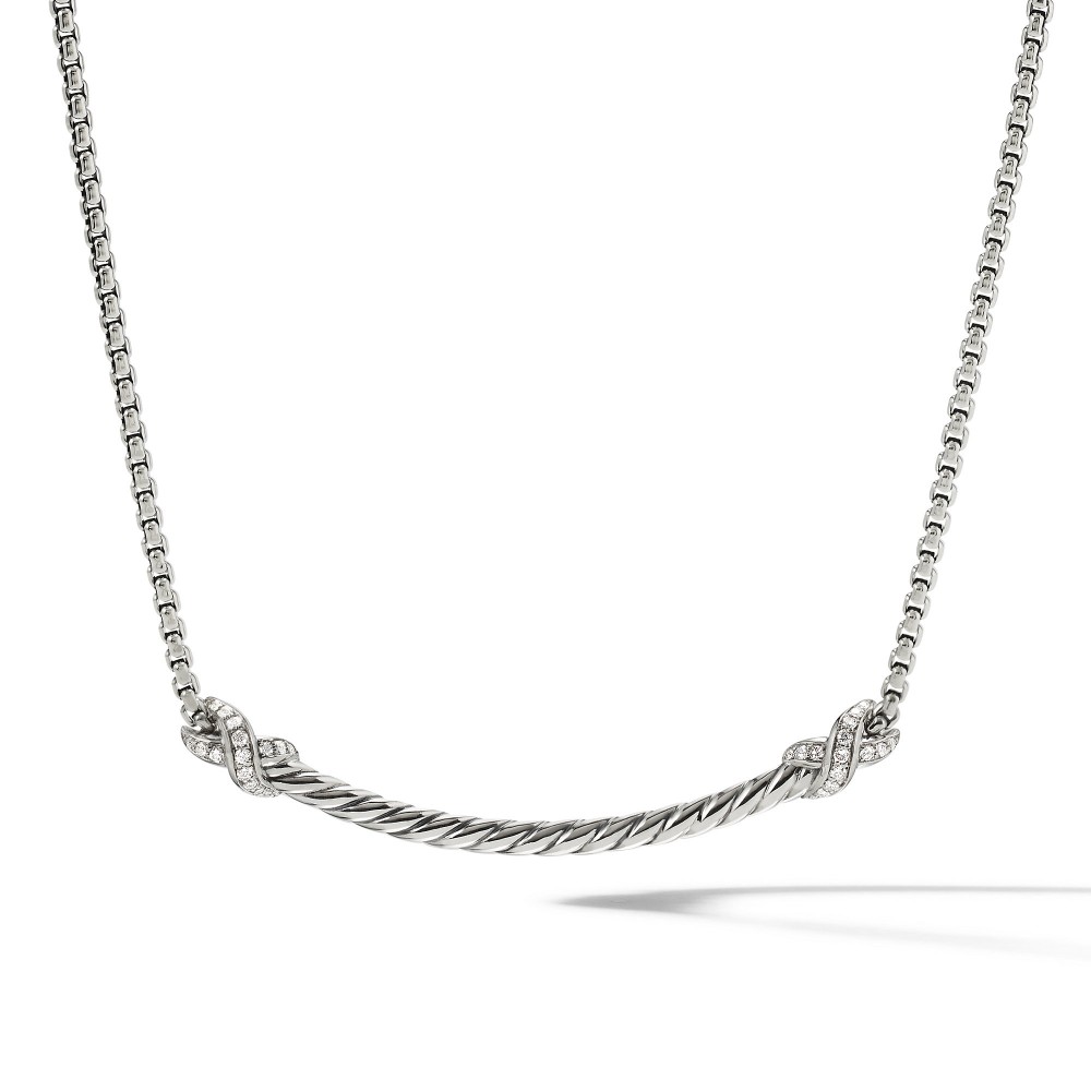 Petite X Bar Necklace with Pave Diamonds