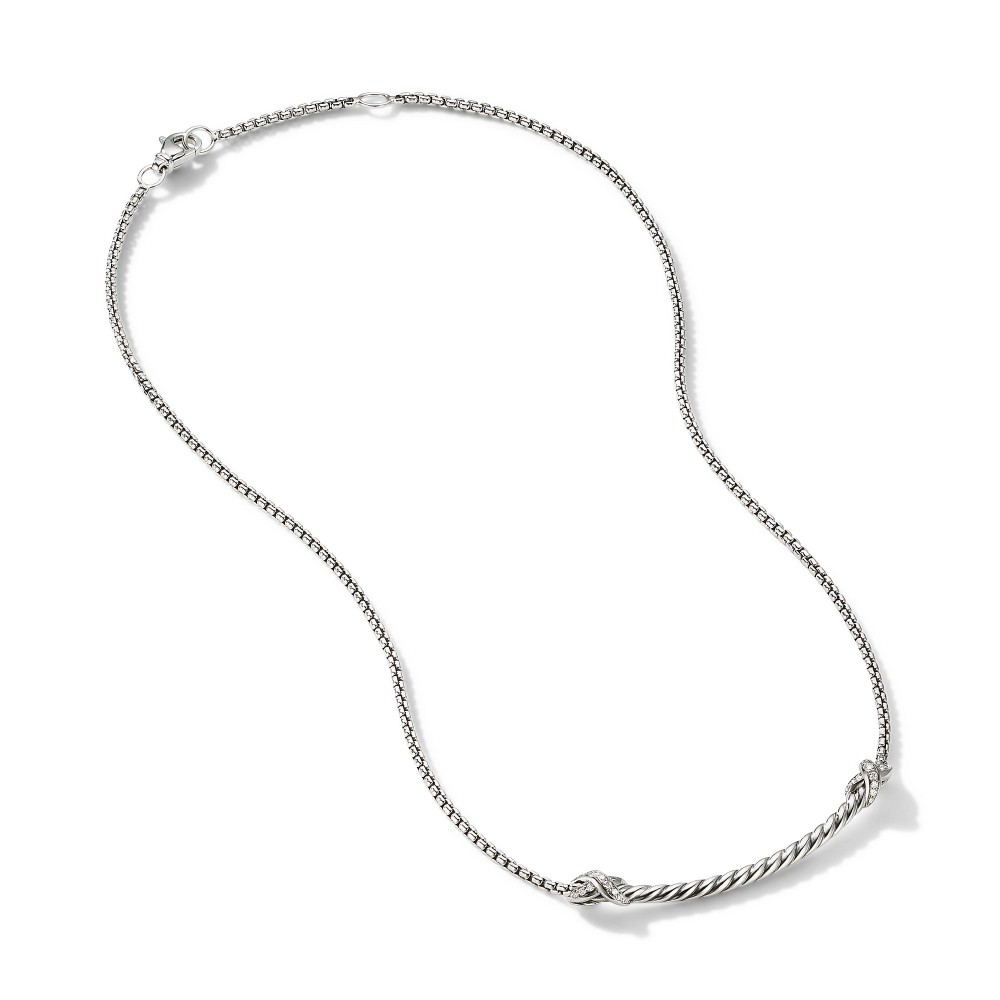 Petite X Bar Necklace with Pave Diamonds