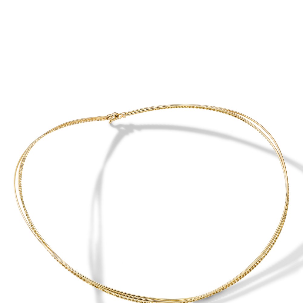 DY Elements Three-Row Hard Wire Necklace in 18K Yellow Gold