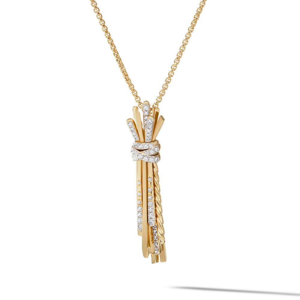 Angelika Flair Pendant Necklace in 18K Yellow Gold with Pave Diamonds