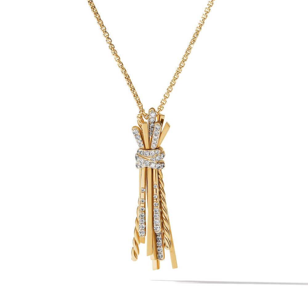 Angelika Flair Pendant Necklace in 18K Yellow Gold with Pave Diamonds