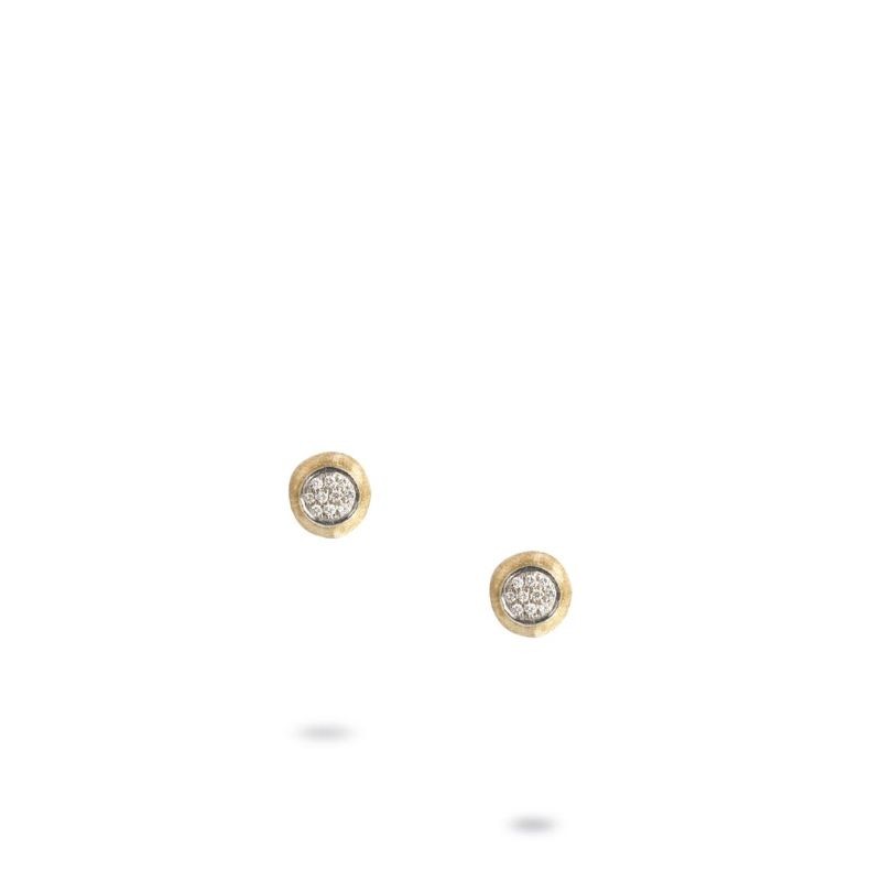 Marco Bicego 18K Yellow Gold Delicati Stud Earrings With pave Diamonds .15Tw