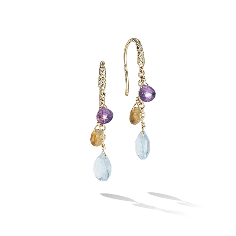 Marco Bicego Paradise Collection 18K Yellow Gold Mixed Topaz Small Drop Earrings