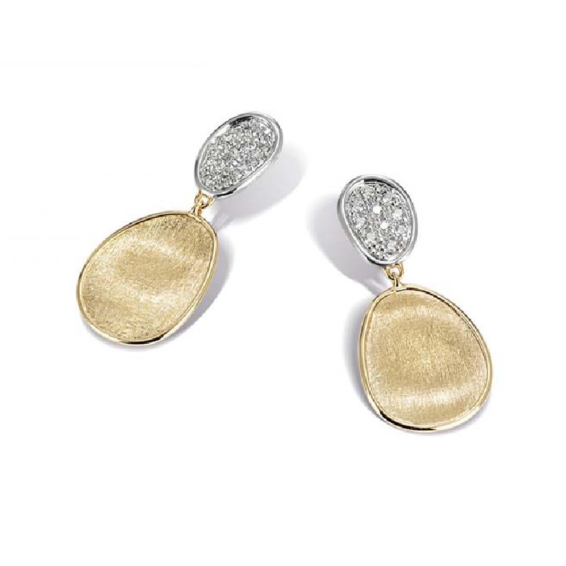 Marco Bicego Lunaria Collection 18K Yellow Gold And Diamond Petite Double Drop Earrings