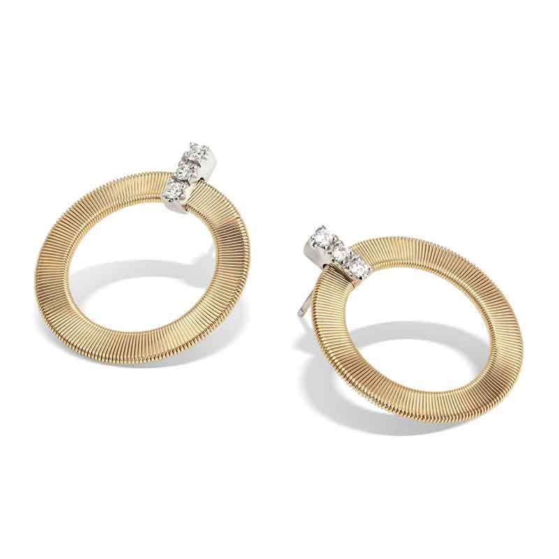 Marco Bicego 18K Yellow Gold And Diamond Front Facing Hoops By Masai Collection