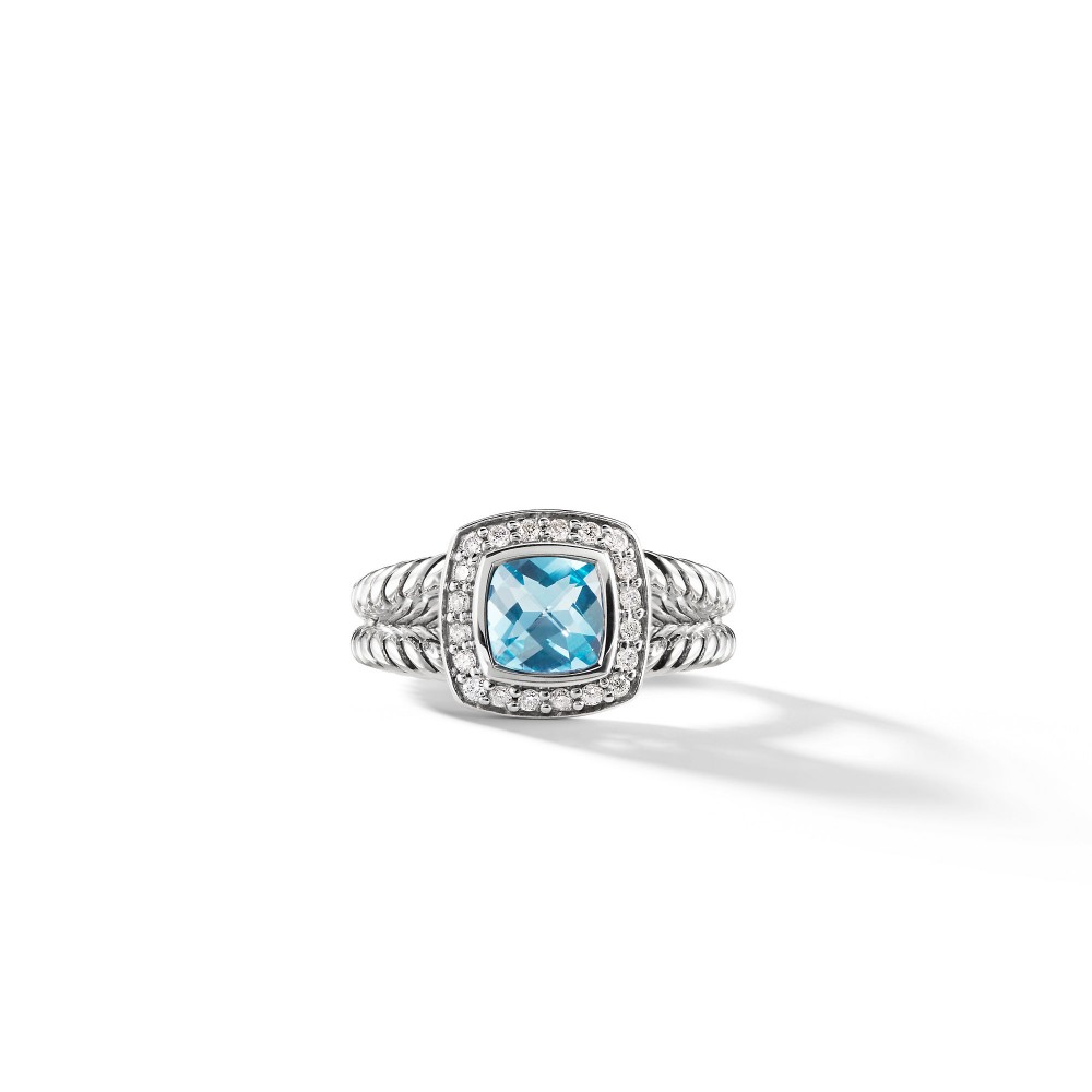 Petite Albion®Ring with Blue Topaz and Diamonds