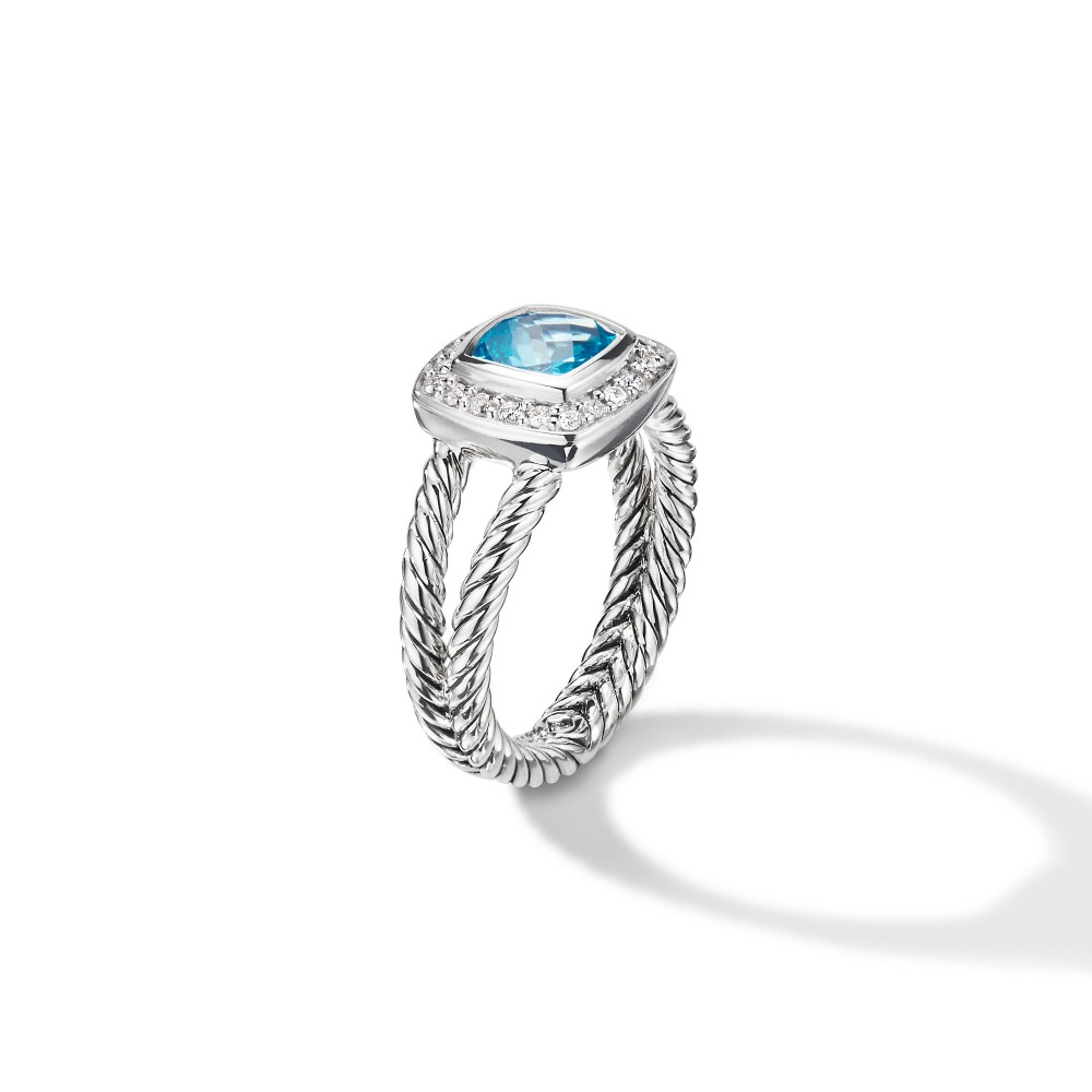 Petite Albion® Ring with Blue Topaz and Diamonds