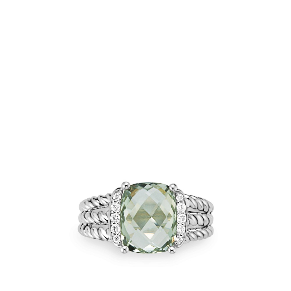 Petite Wheaton® Ring with Prasiolite and Diamonds