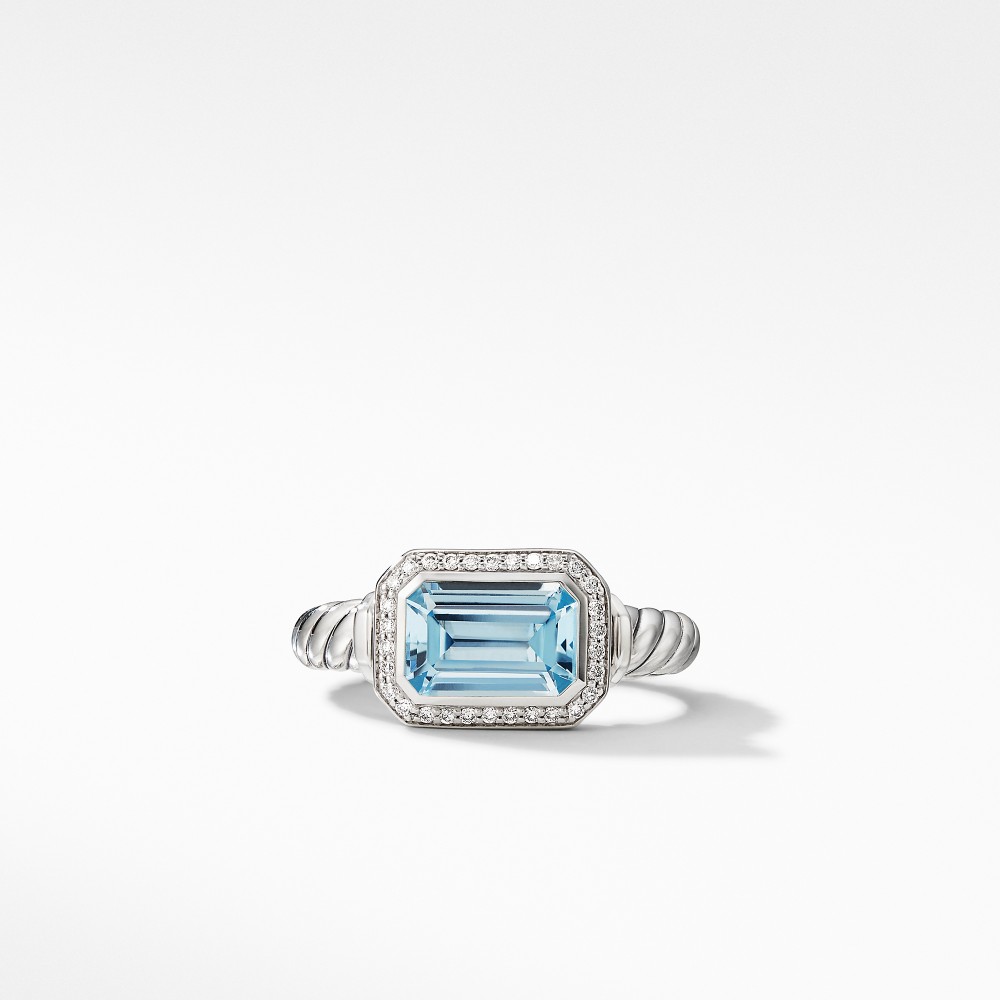 Novella Ring with Blue Topaz and Pave Diamonds