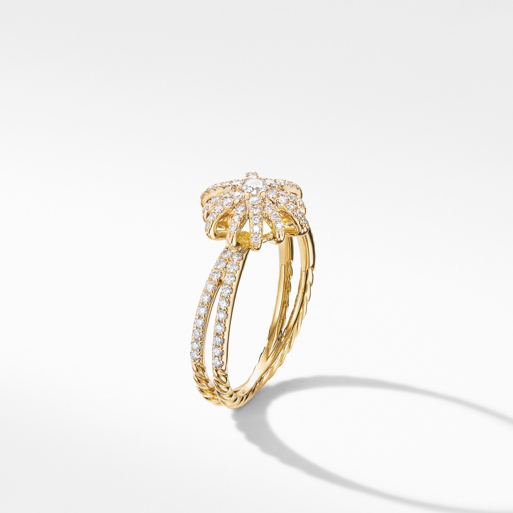 Starbust Ring in 18K Yellow Gold with Pave Diamonds