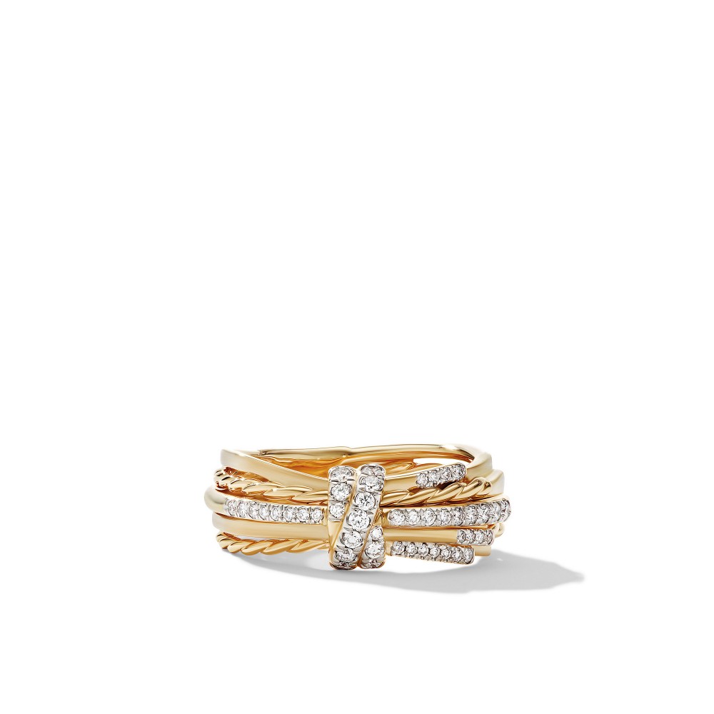 Angelika Ring in 18K Yellow Gold with Pave Diamonds