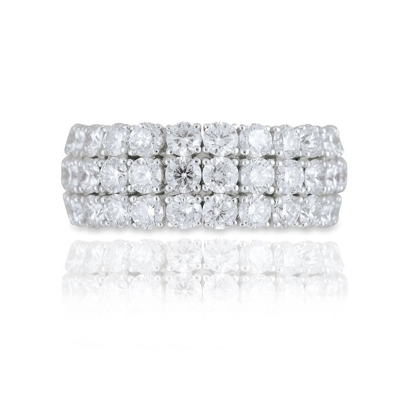 18K White Gold Round Cut Diamond Xpandable Ring BY Picchiotti