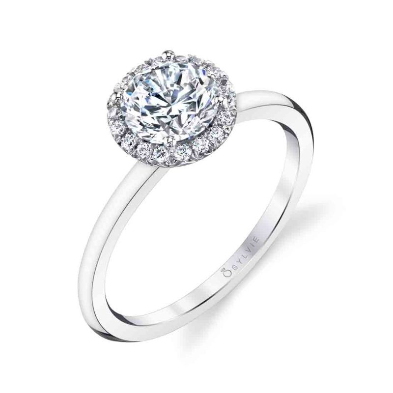 Sylvie Elsie Classic Round Halo Engagement Ring