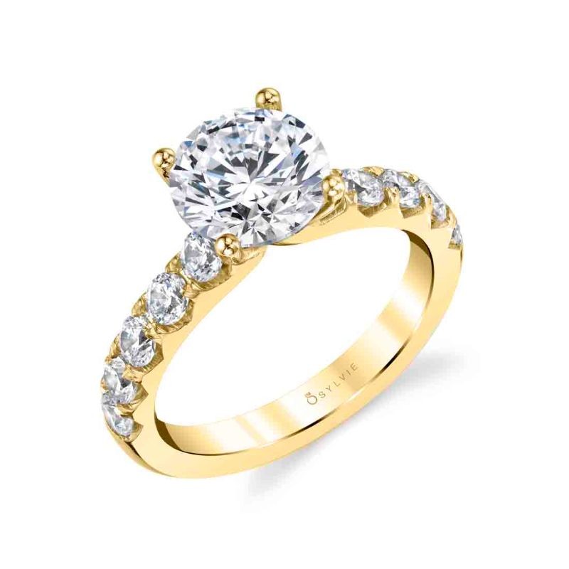 Round Cut Classic Wide Band Engagement Ring - Aloria