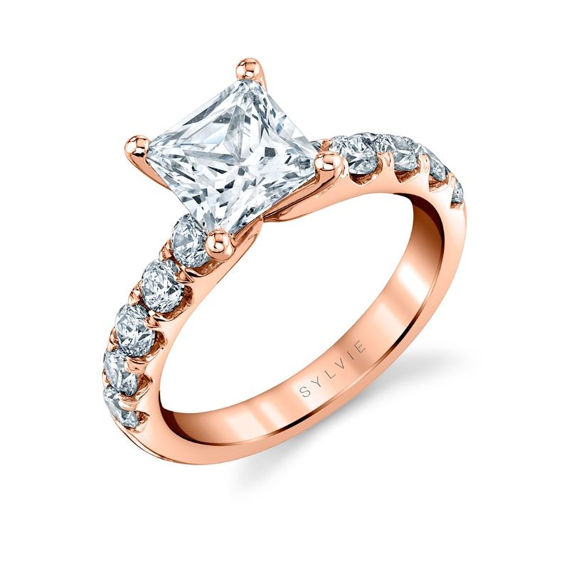 Princess Cut Classic Wide Band Engagement Ring - Aloria