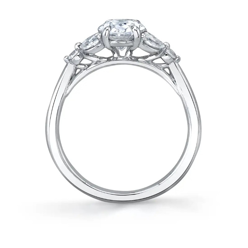 Oval Cut Unique Three Stone Engagement Ring - Alina