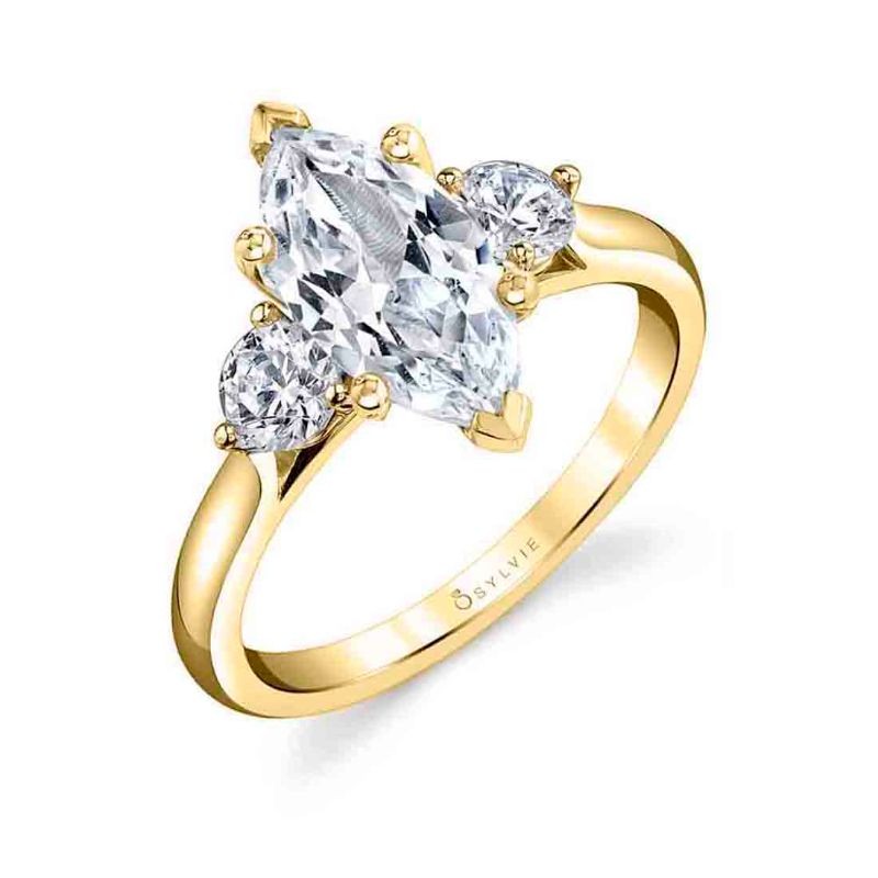 Marquise Cut Three Stone Engagement Ring - Marcella
