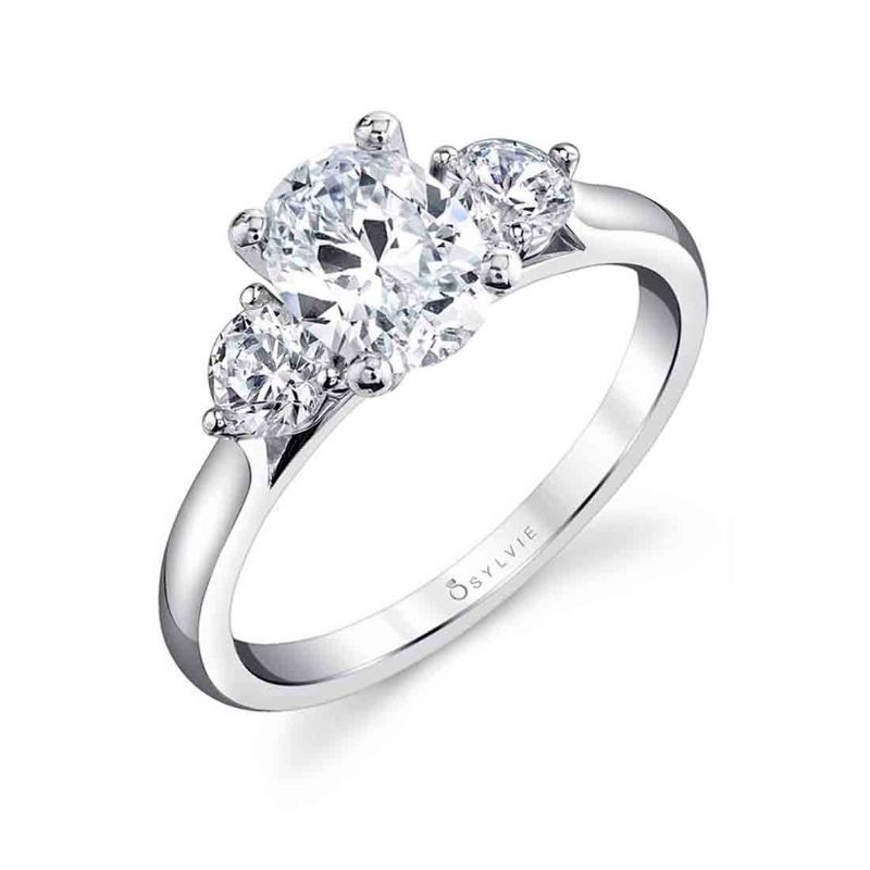 Oval Cut Three Stone Engagement Ring - Marcella