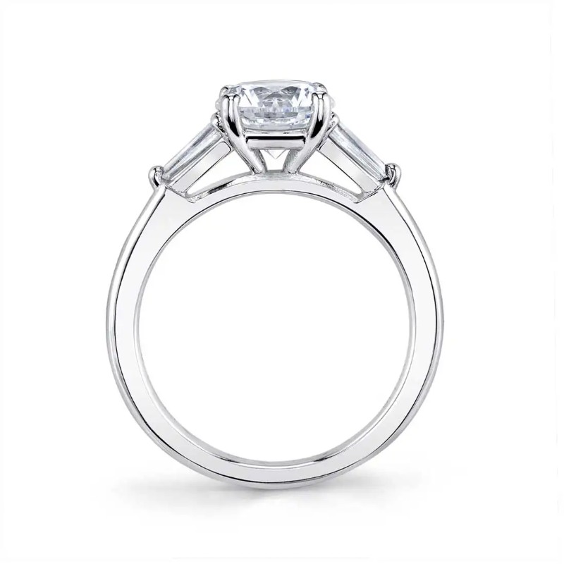 Emerald Cut Three Stone Engagement Ring With Baguettes - Nicolette
