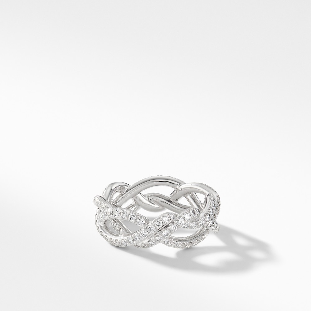DY Wisteria Band Ring in Platinum with Pave Diamonds