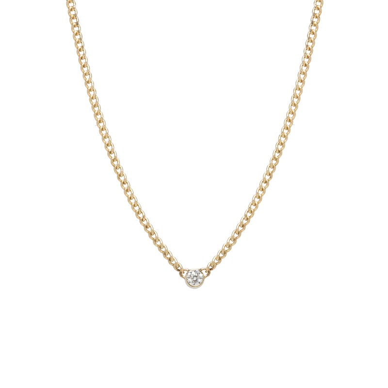 Zoe Chicco 3mm bezel set diamond curb link necklace