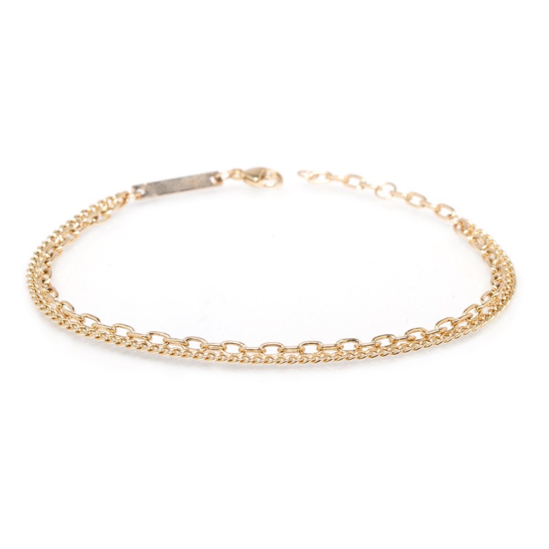 Zoe Chicco xsmall curb and small square oval double chain bracelet
