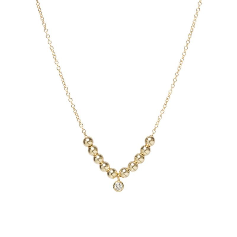 Zoe Chicco bezel diamond and beaded chain necklace