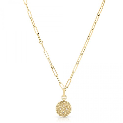 Roberto Coin Venetian Princess Small Diamond Medallion Necklace