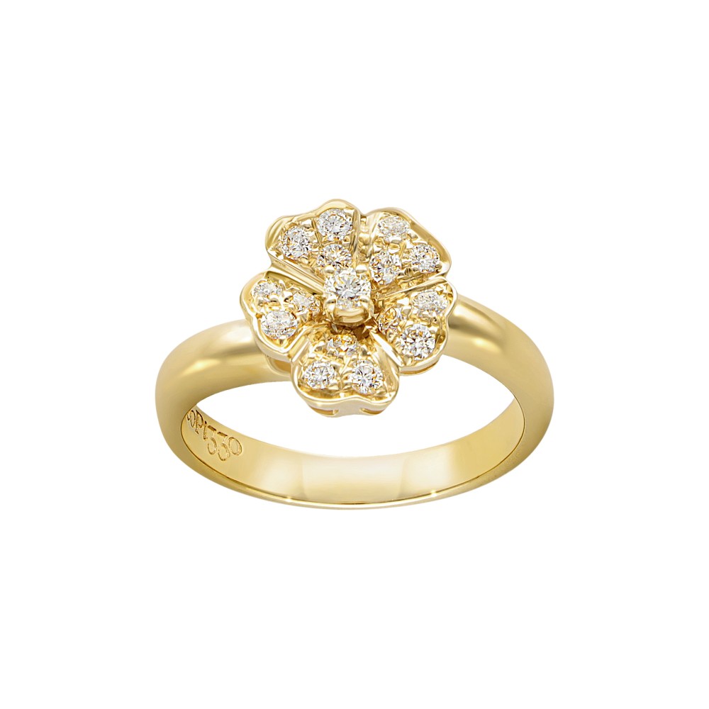 18k Diamond Small Petal Flower Ring BY Leo Pizzo
