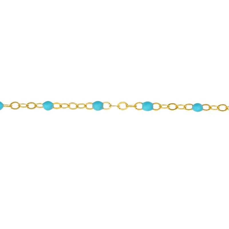 14K Yellow Gold Turquoise Enamel Bead Bracelet By PD Collection
