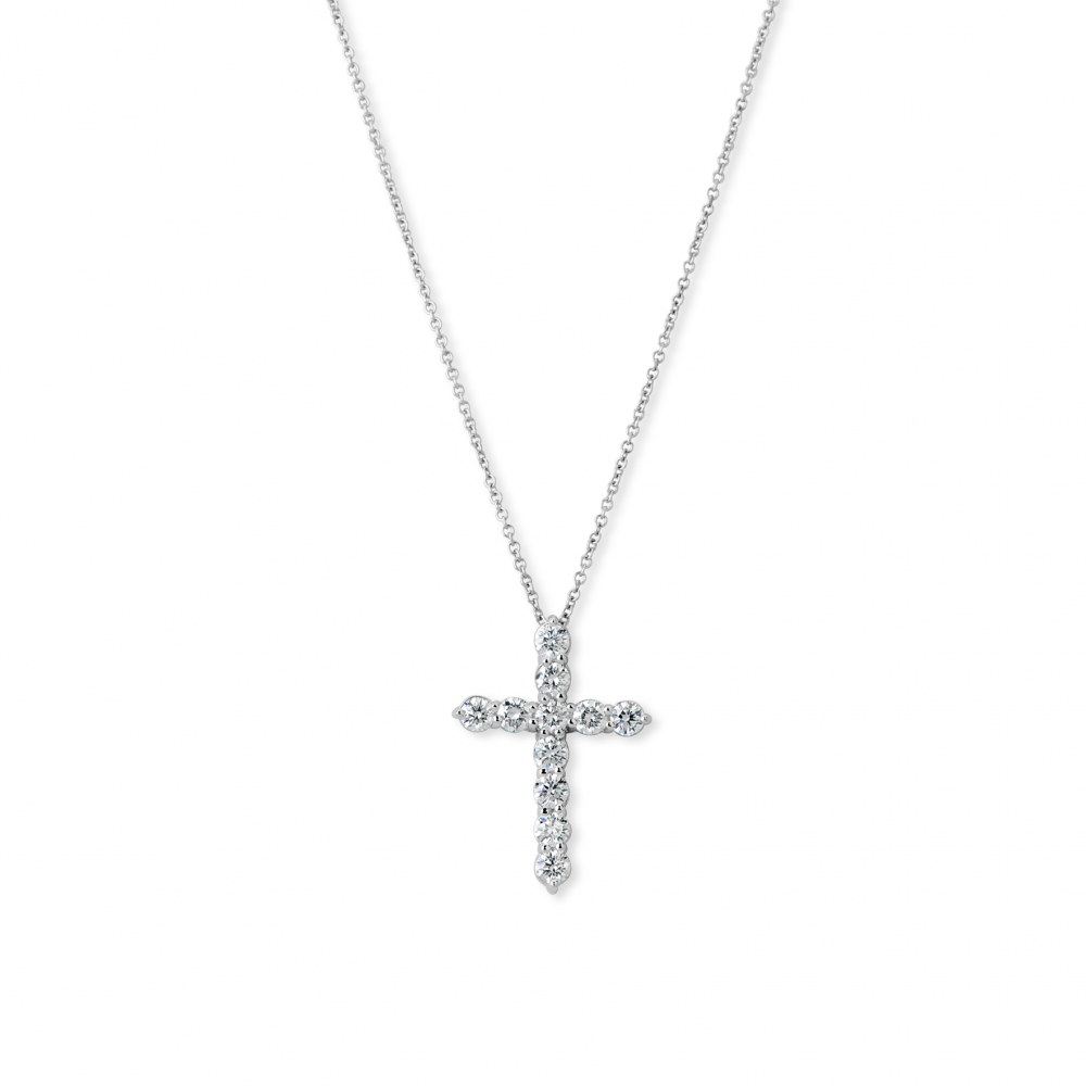 PD Collection White Gold Diamond Cross Necklace