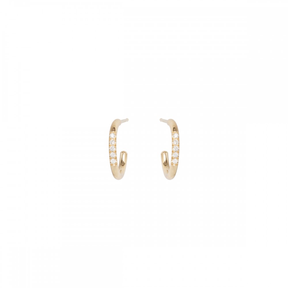 Zoe Chicco Thick Huggie Hoops W/ 5 Pavé Diamonds In Middle