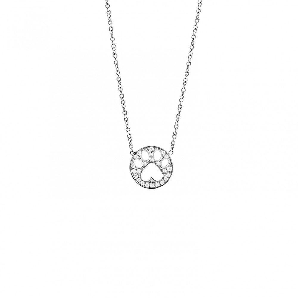 Our Cause for Paws 14k Gold Diamond Mini Paw Pendant Necklace