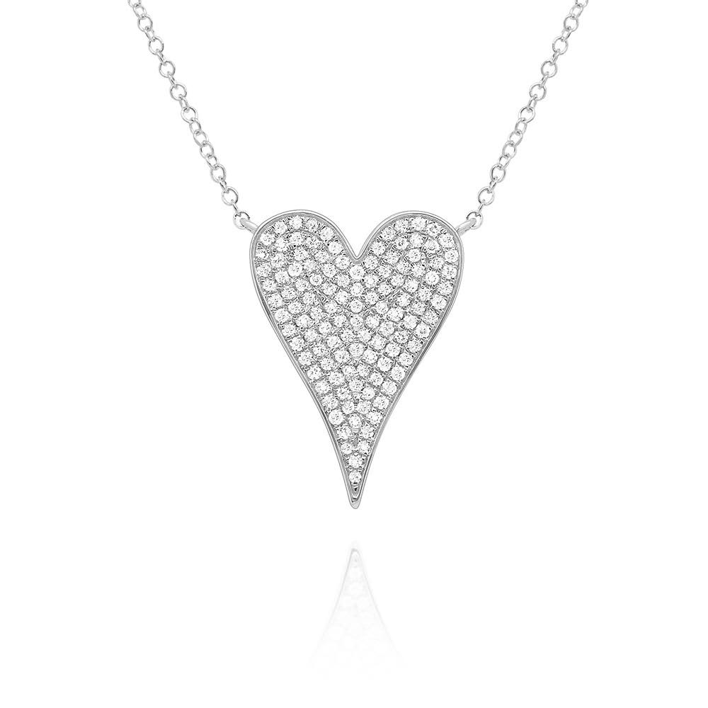 14k Gold and Diamond Pavé Heart Necklace, Small