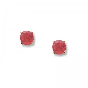 Pd Collection 14k Yellow Gold Ruby Stud Earrings