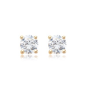 PD Collection 14K Yellow Gold Cubic Zirconia 4 Prong Stud Earrings
