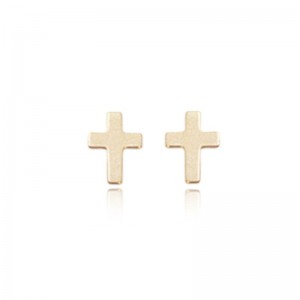 PD Collection 14K Yellow Gold Small Cross Stud Earrings