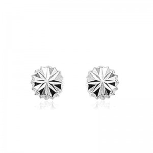 PD Collection 14K White Gold Fancy Cut Button Stud Earrings