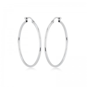 PD Collection 14K White Gold Large Tube Hoop Earrings