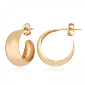 14K Small Plain Oval Earrings By PD Collection