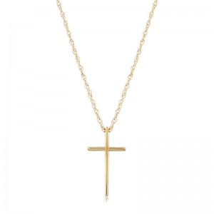 PD Collection Yg Chain W/ Knife-Edge Small Cross Pendant Necklace 18