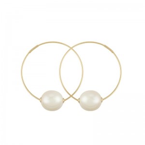 PD Collection 14K Yellow Gold Baroque Pearl Endless Hoop Earrings