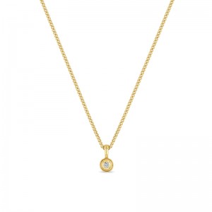 14K Fluted Bezel Diamond Pendant Necklace By Zoe Chicco