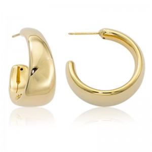 14K Medium Tappered Band Hoop Post Earrings By PD Collection