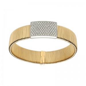 Leo Pizzo 18K White And Yellow Gold Wide Bracelet
