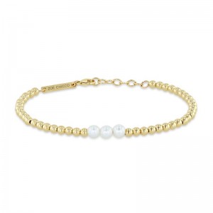 Zoe Chicco 3 Pearl Small Gold Bead Bracelet