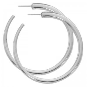 Sterling Silver Tapered Large Round Hoop By PD Collection