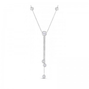 Roberto Coin Bezel Set Triple Drop Lariat Diamond Necklace