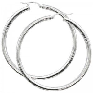 Pd Collection Ss 3X50Mm S/D Tube Hoop Earrings